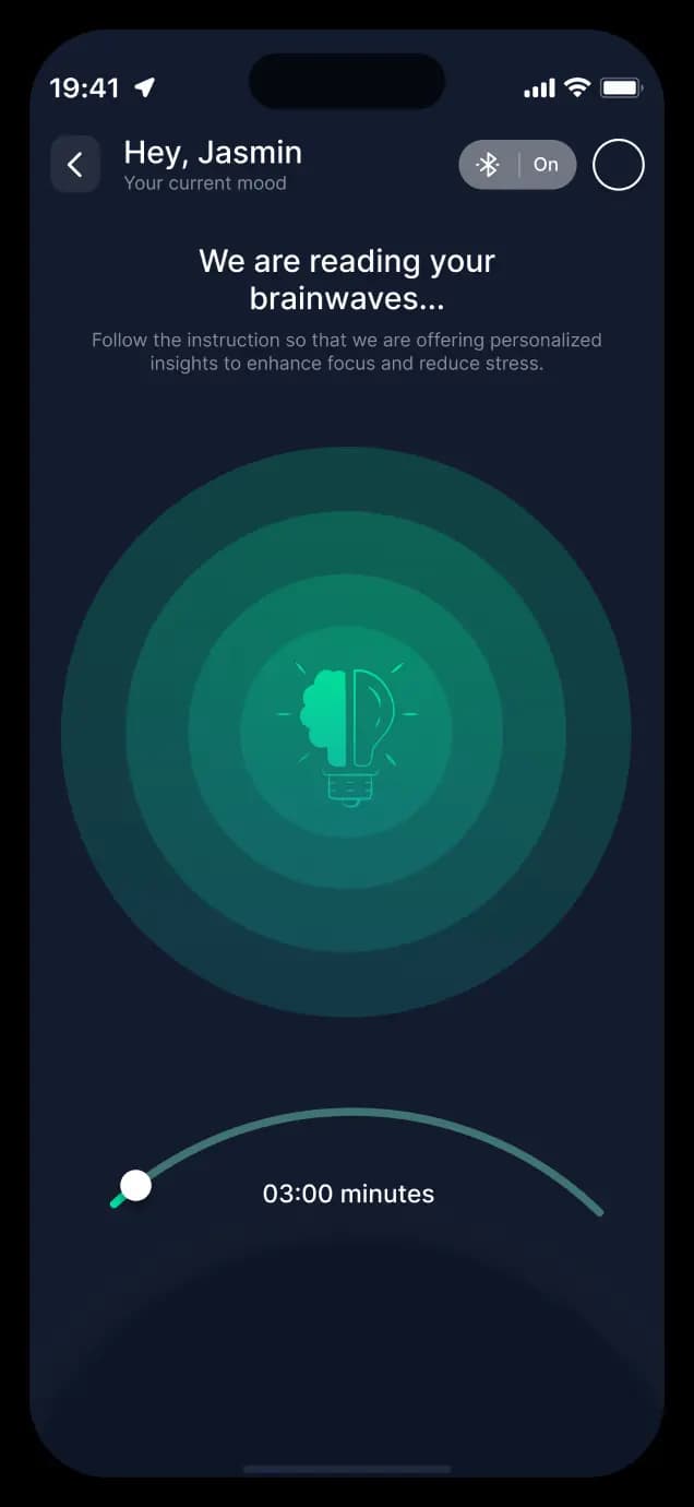 Brainwave reading live session screen