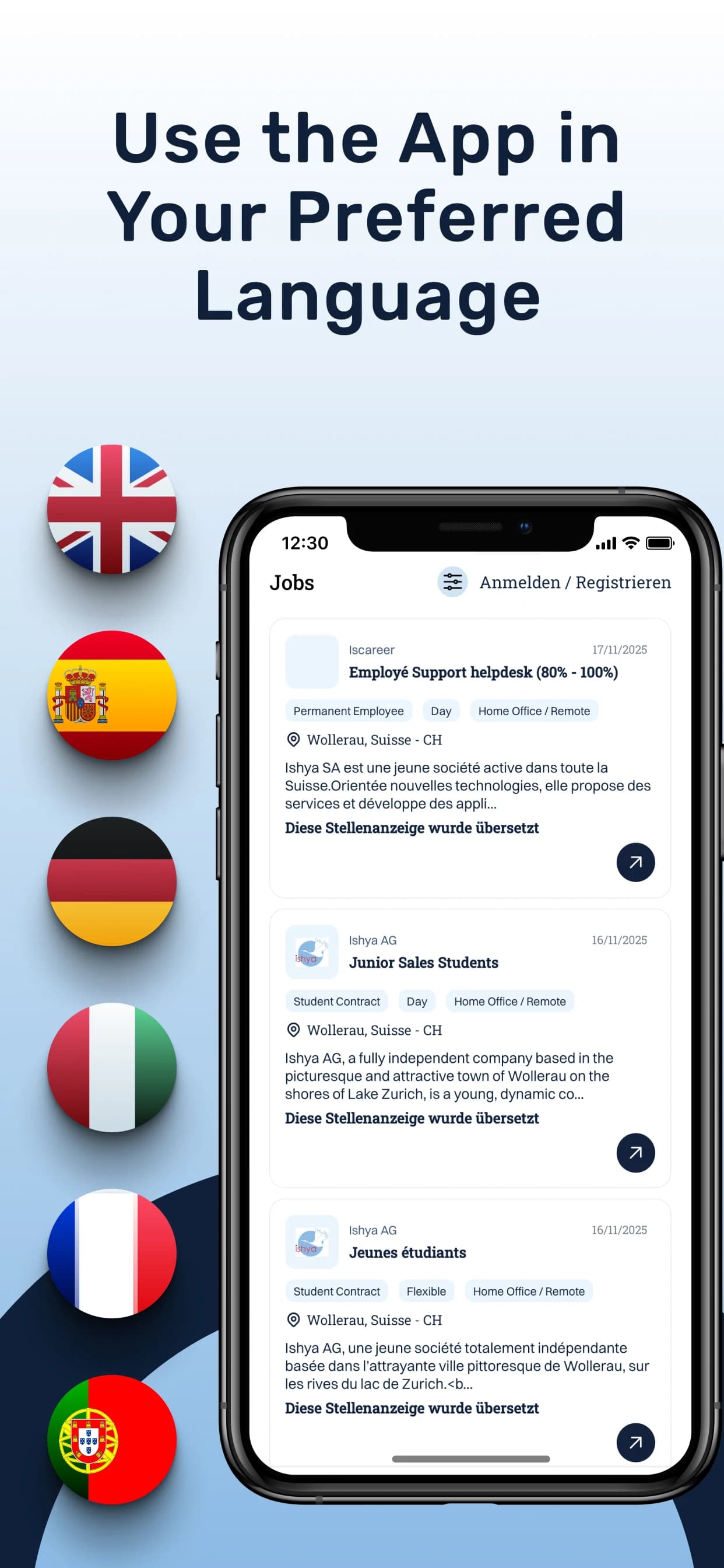 Use the app in your preferred language