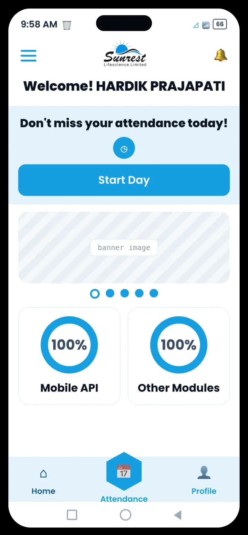 Sunrest Mobile App Home Screen