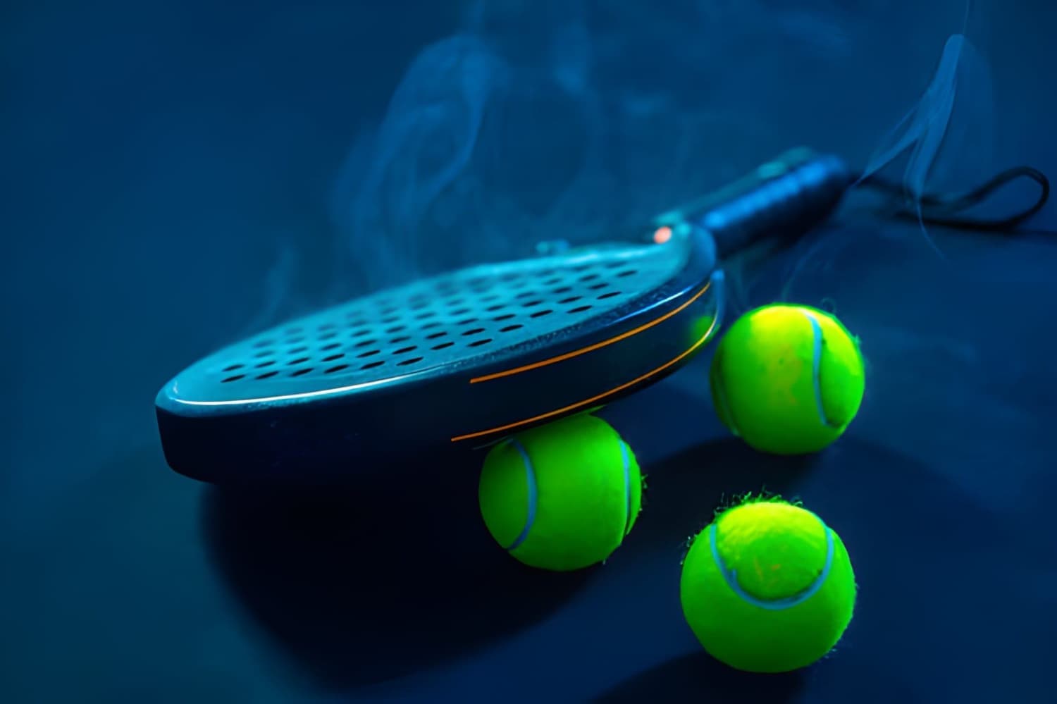 Deuce hero racket on blue padel court