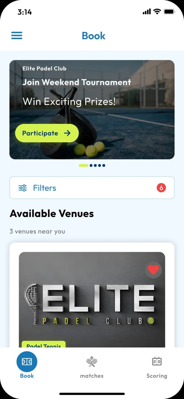 Book a court screen