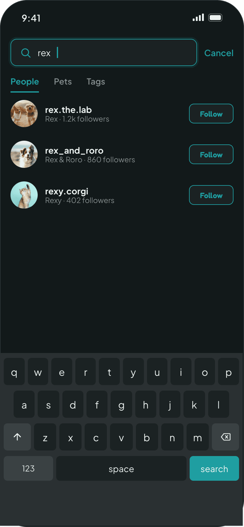 Zoomiees Search Screen