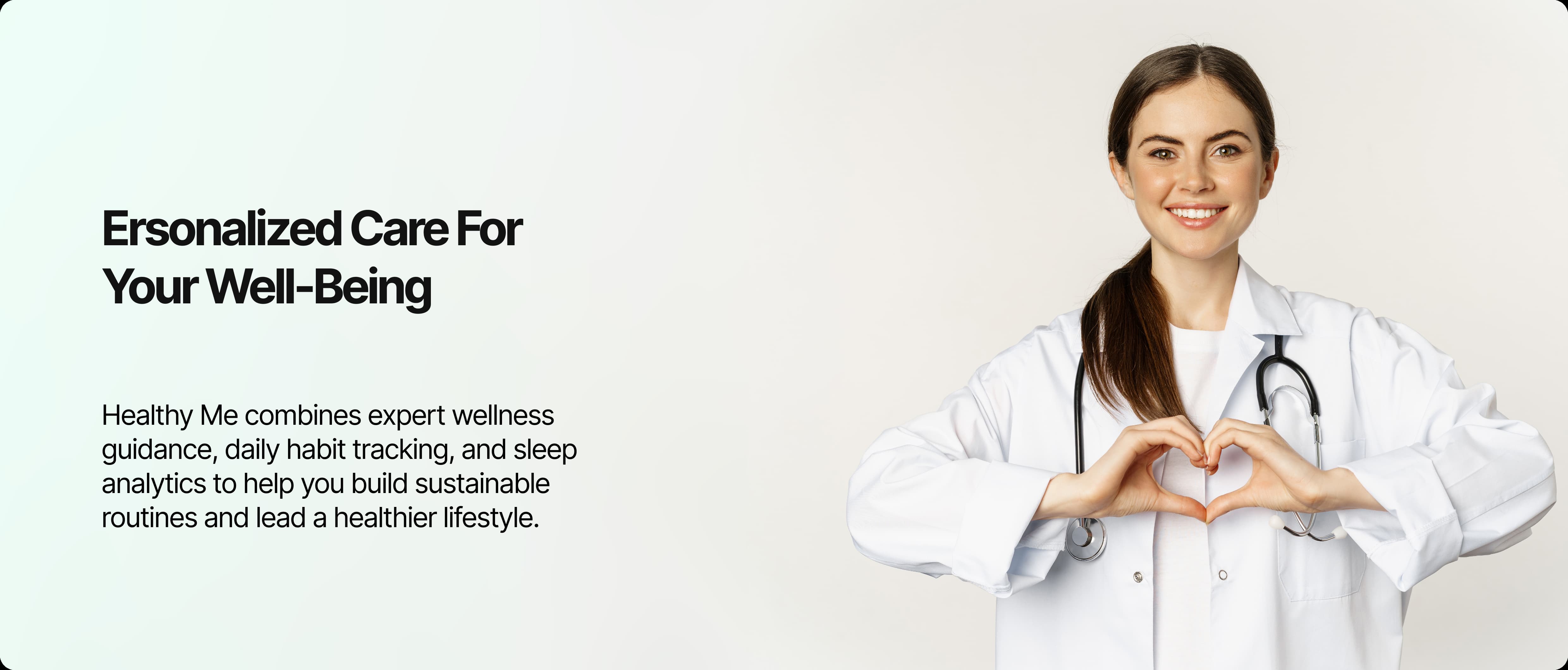 Healthcare delivery banner with doctor and care-focused messaging