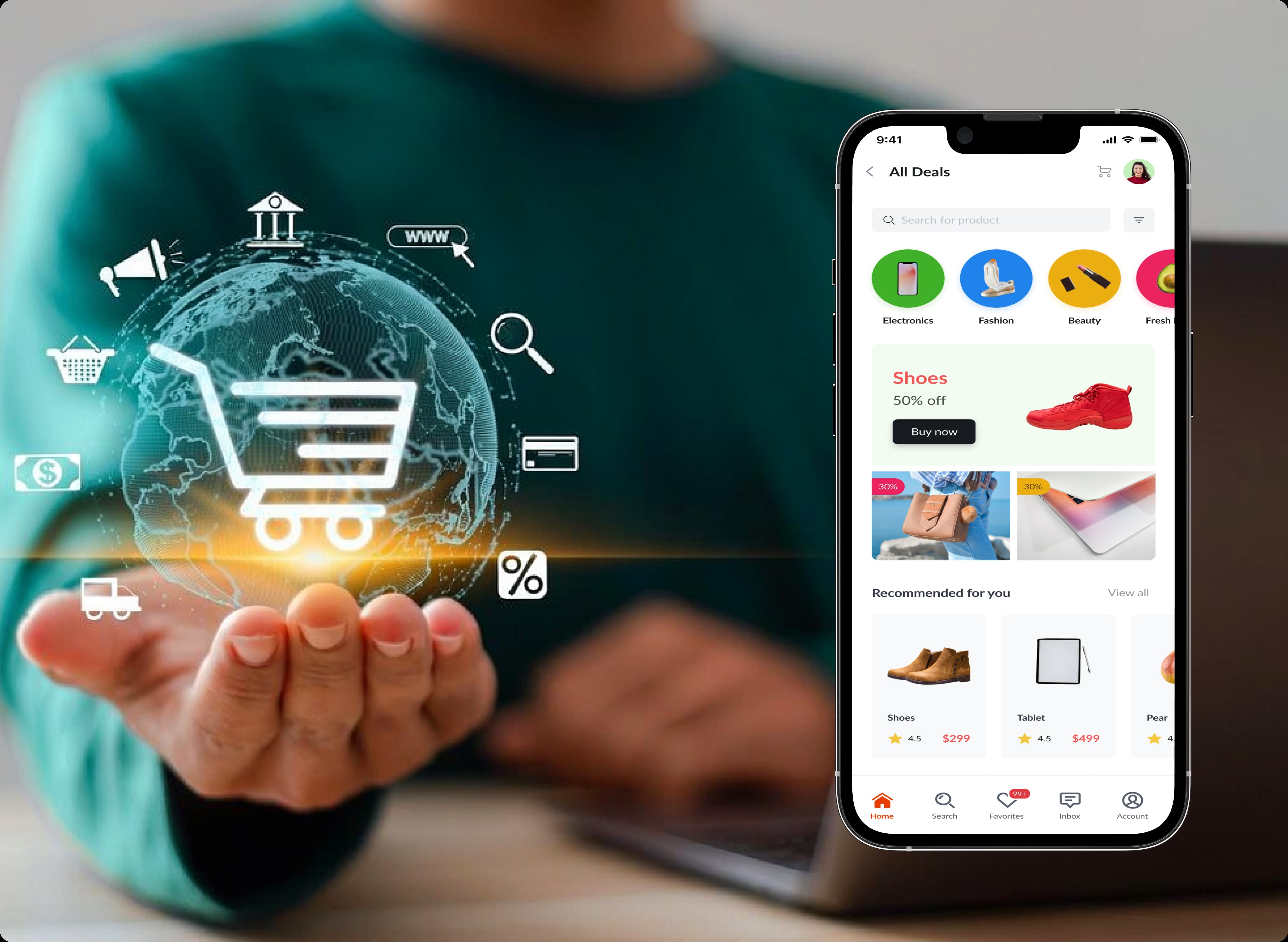 Hexfashion ecommerce app deal discovery screen