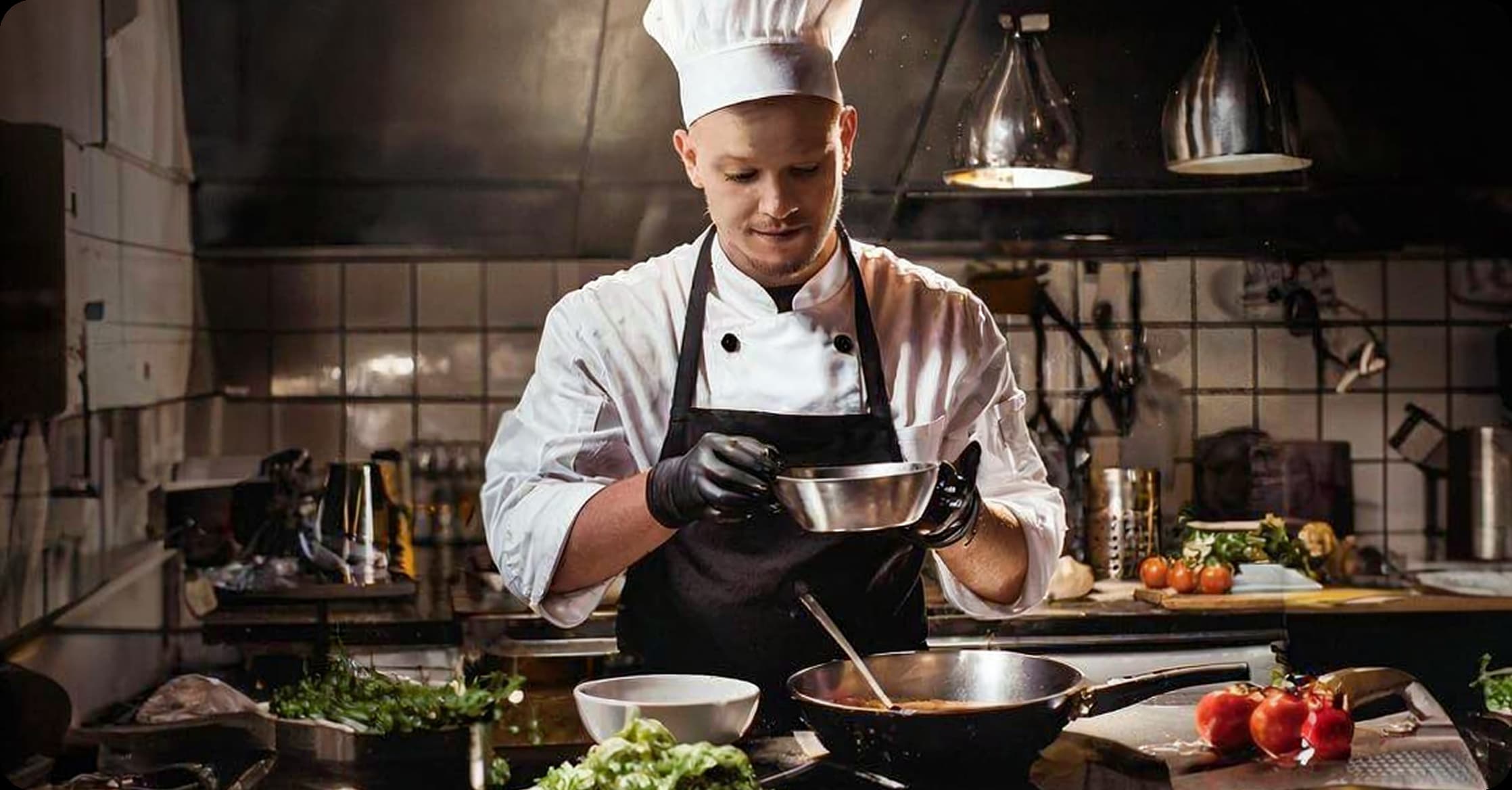 Chef cooking in a professional kitchen