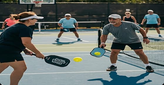 Players enjoying a pickleball match