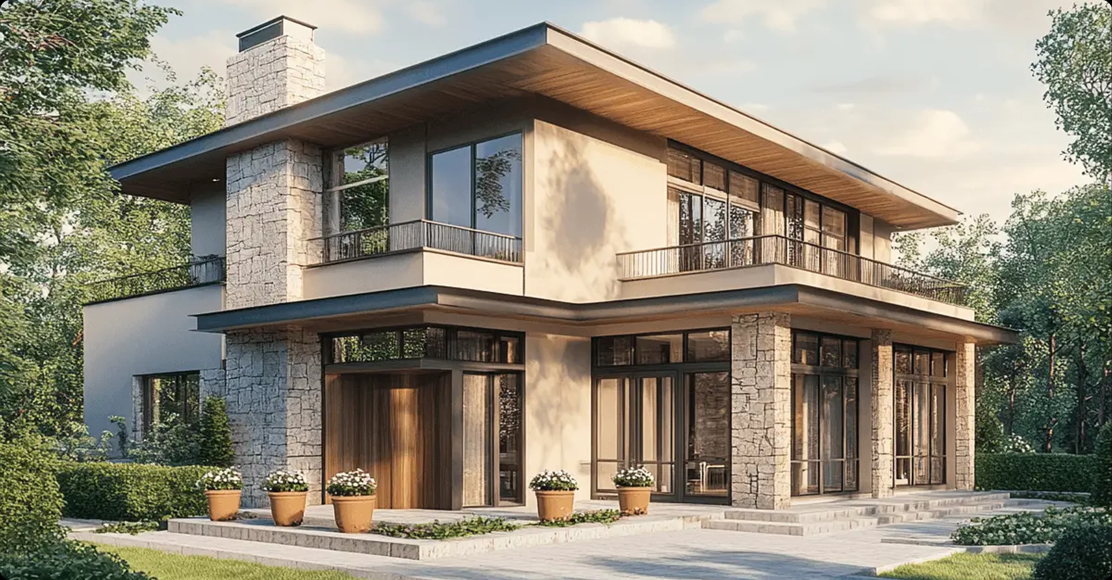 Modern luxury house used for Realarc real-estate listing presentation