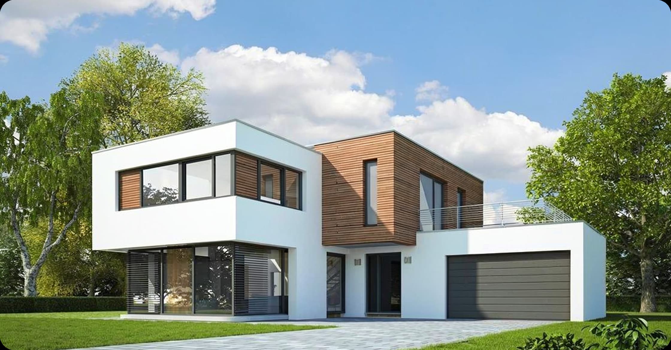 Modern white house exterior
