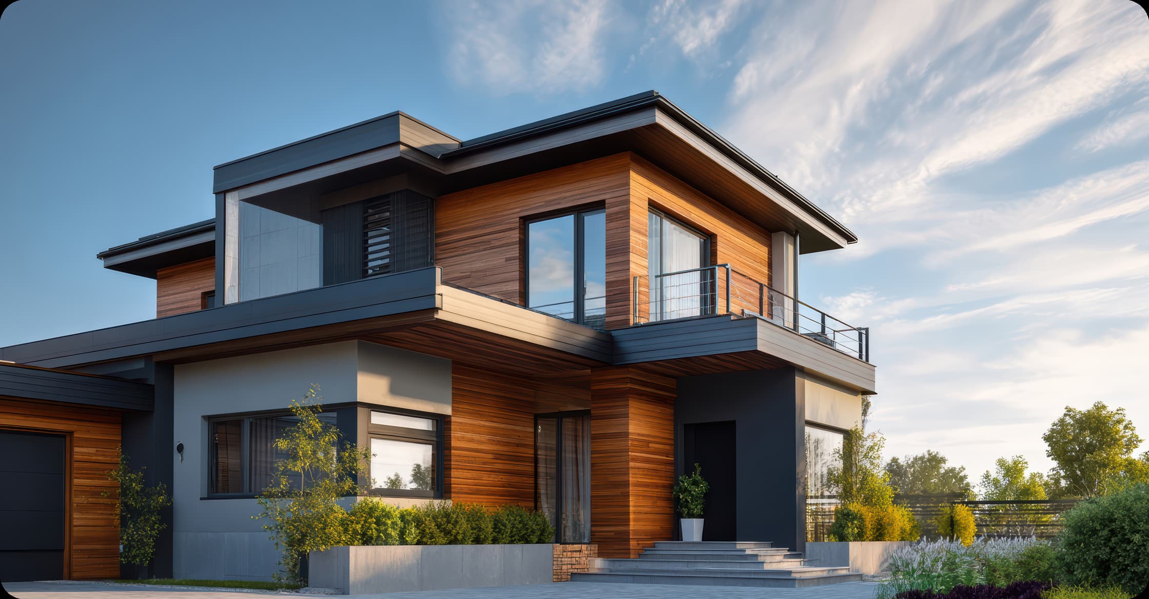 Modern wooden real-estate house exterior