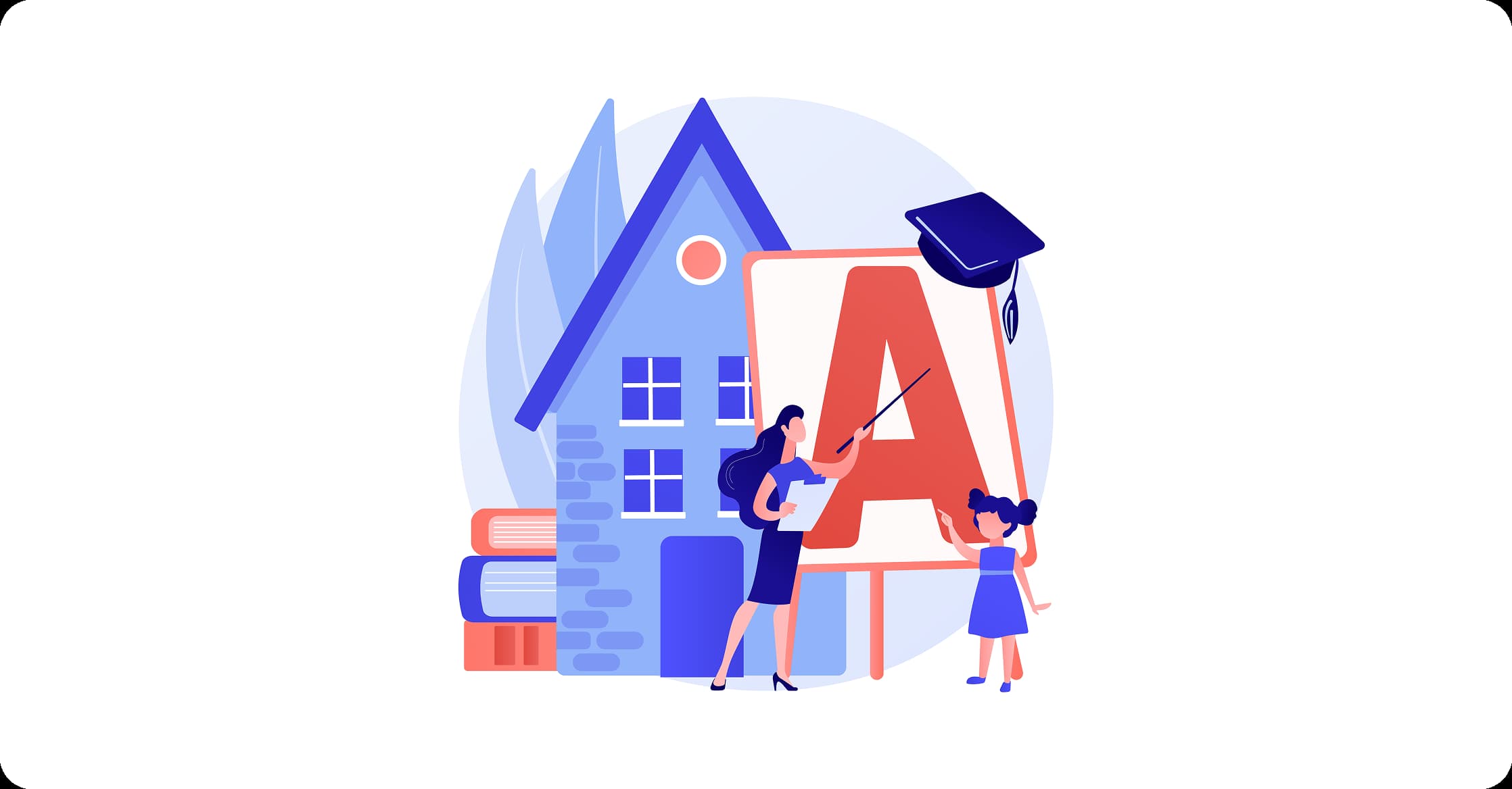 Teacher and child learning illustration